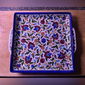 Beautiful hand painted Turkish serving plate. 10 in x 10 in. Bought in Istanbul.